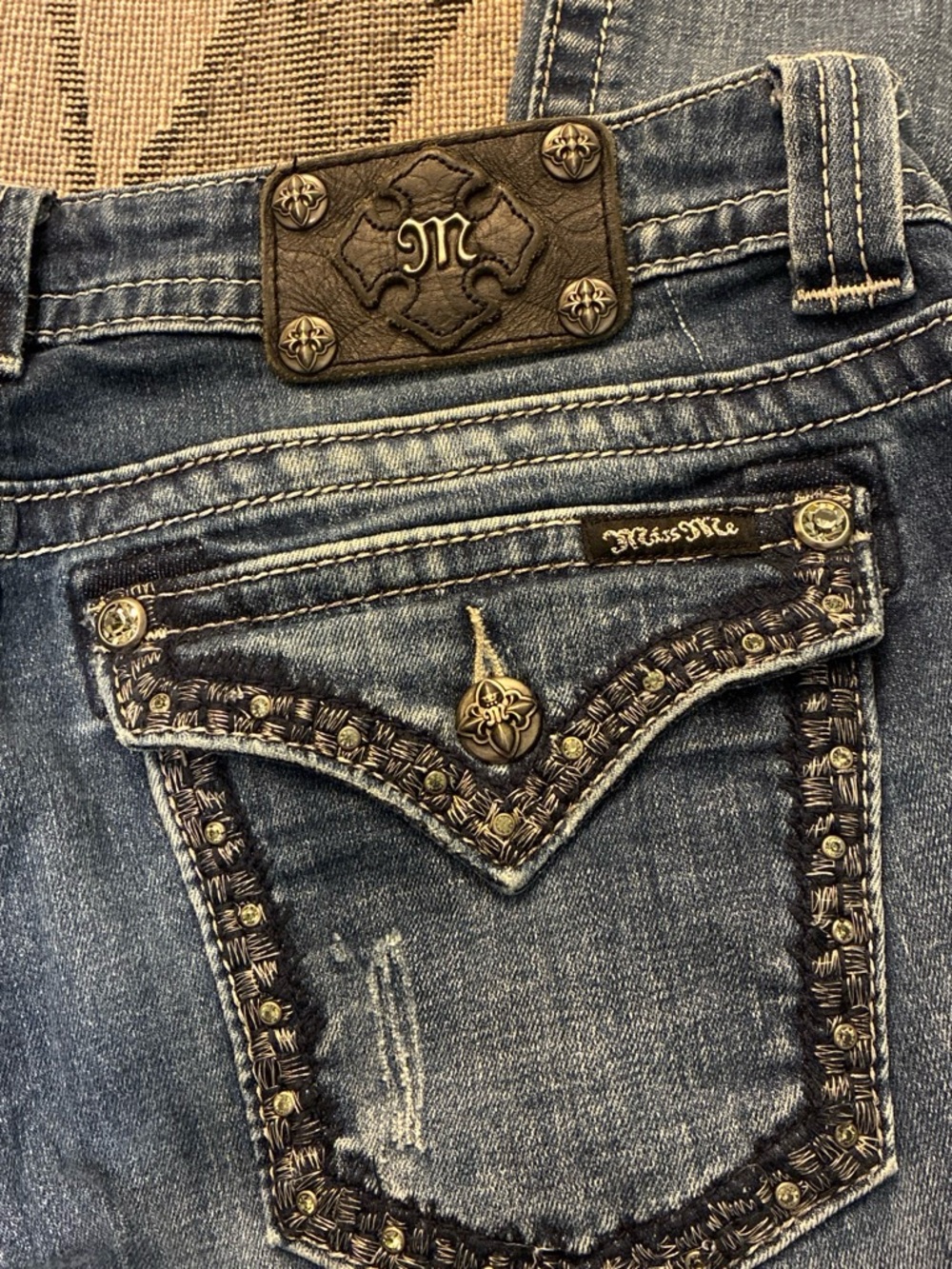 Miss Me Blue Embellished Back Pocket Jeans